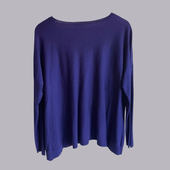 Eileen Fisher 100% merino wool lightweight blue sweater large - Picture 3 of 10